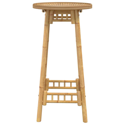 3 Piece Outdoor Bar Set Foldable Bamboo Table Round