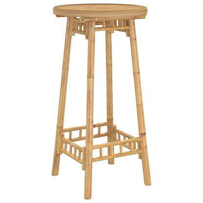 3 Piece Outdoor Bar Set Foldable Bamboo Table Round