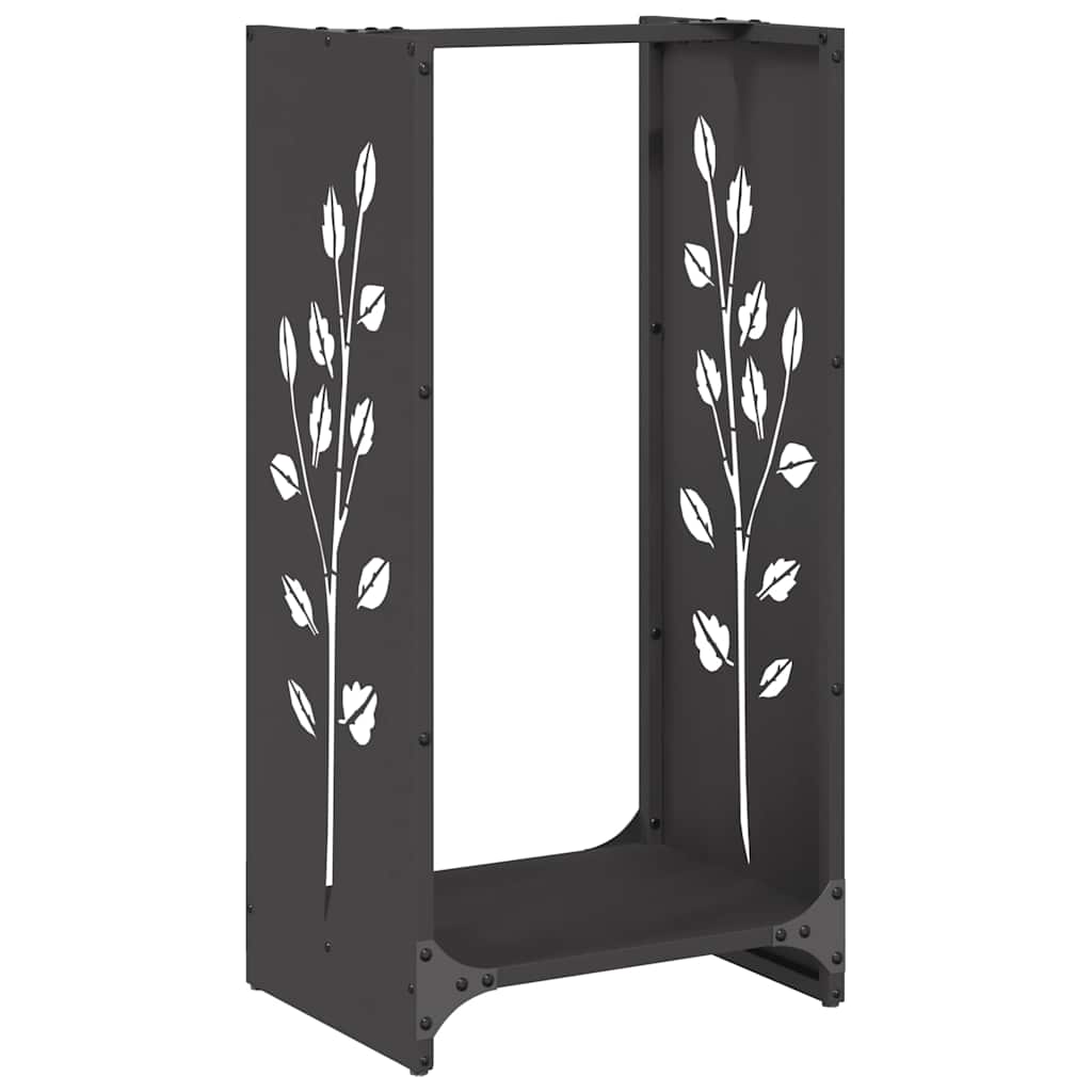 Firewood Rack 40x30x80 cm Cold-rolled steel Black Leaf pattern