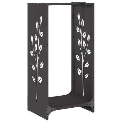 Firewood Rack 40x30x80 cm Cold-rolled steel Black Leaf pattern