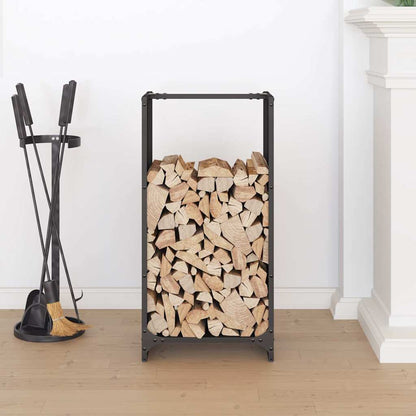 Firewood Rack 40x30x80 cm Cold-rolled steel Black Leaf pattern