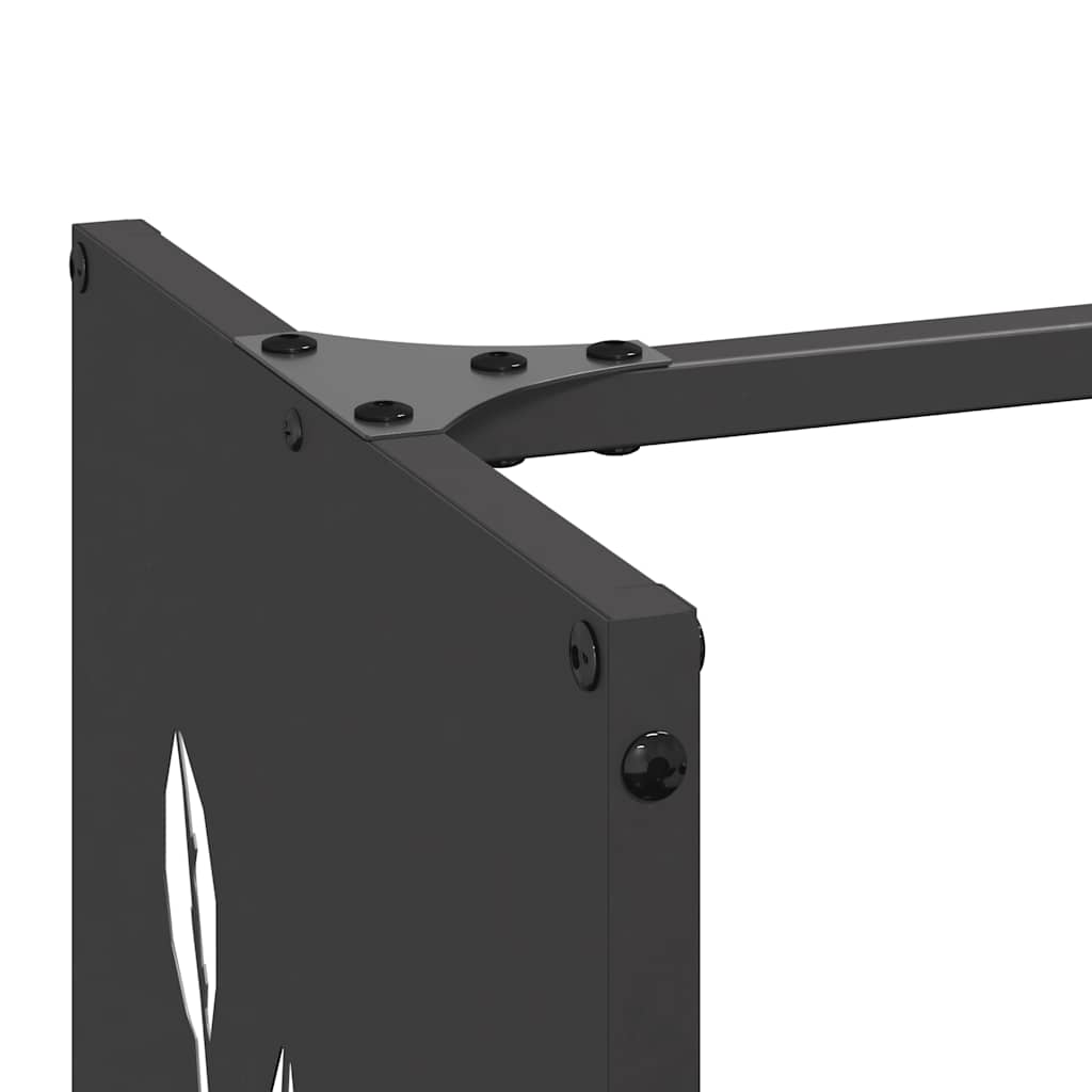 Firewood Rack 40x30x80 cm Cold-rolled steel Black Leaf pattern