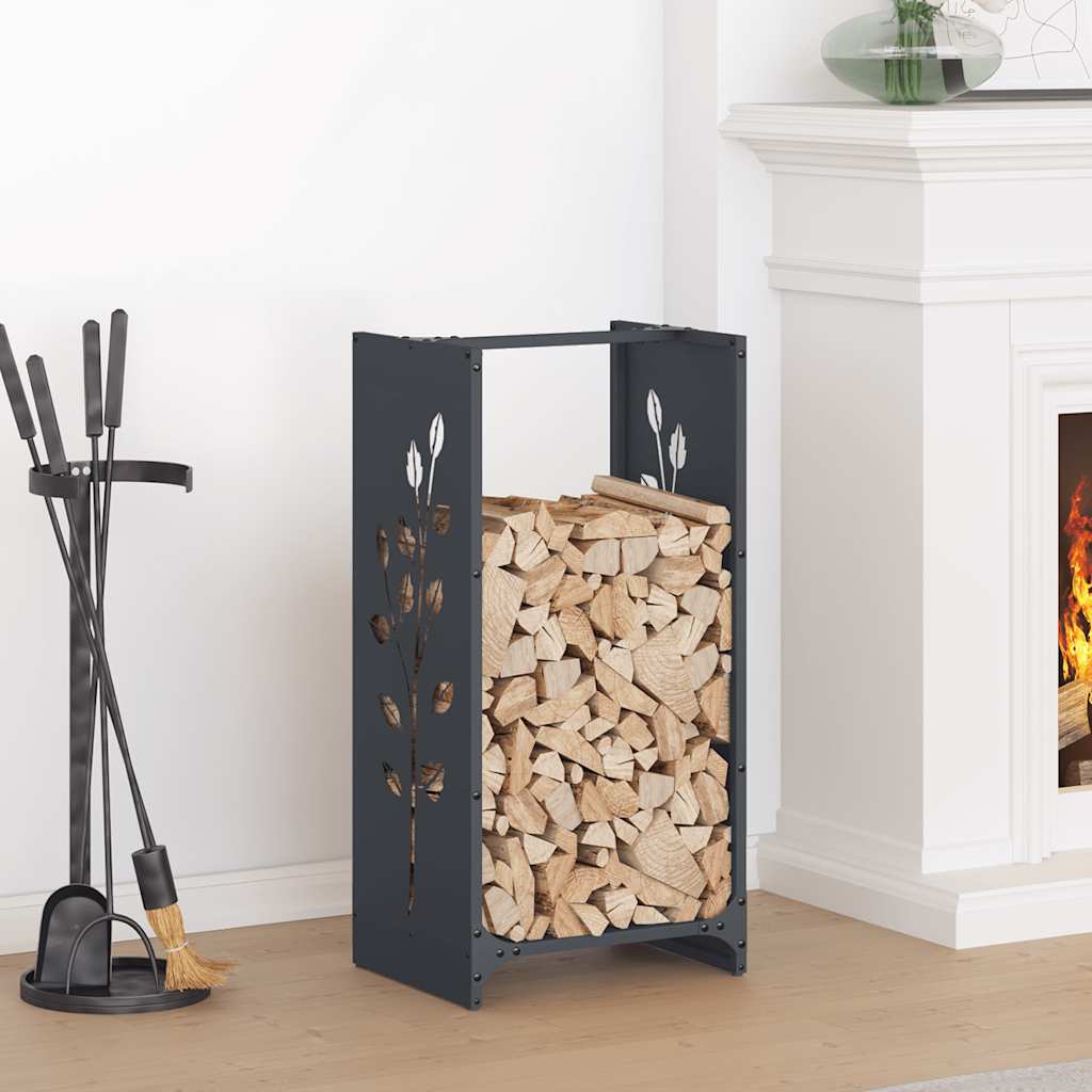 Firewood Rack 40x30x80 cm Cold-rolled steel Anthracite Leaf pattern