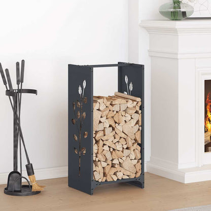 Firewood Rack 40x30x80 cm Cold-rolled steel Anthracite Leaf pattern