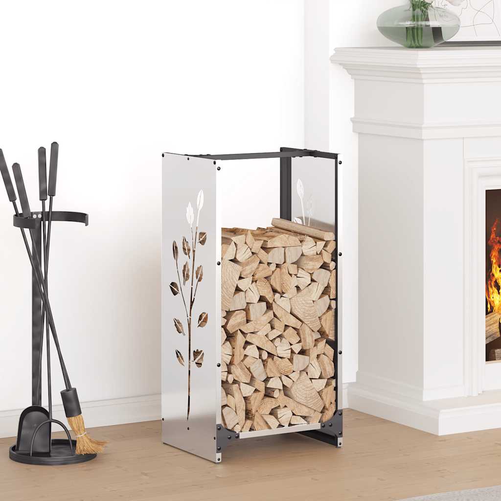 Firewood Rack 40x30x80 cm Cold-rolled steel Stainless steel Leaf pattern