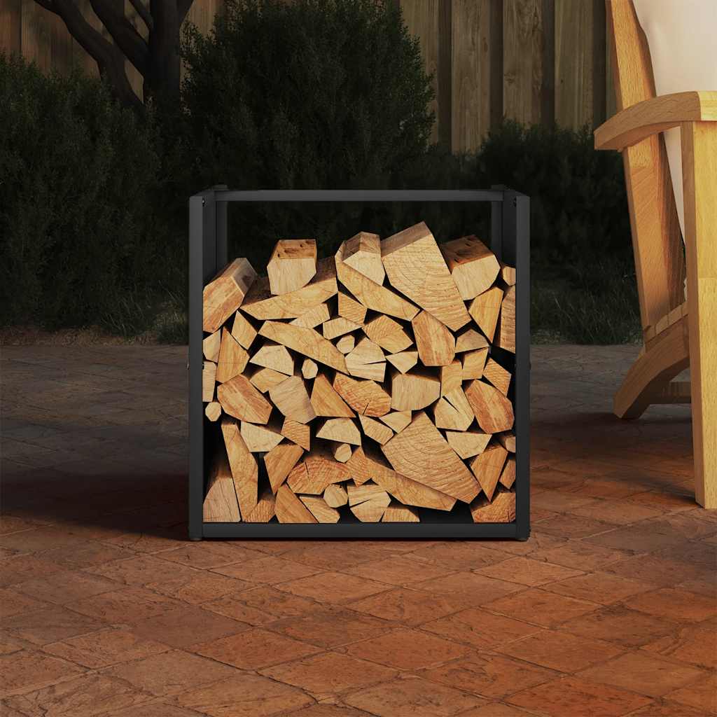vidaXL Firewood Rack Black 40x40x40 cm Cold-rolled steel 3
