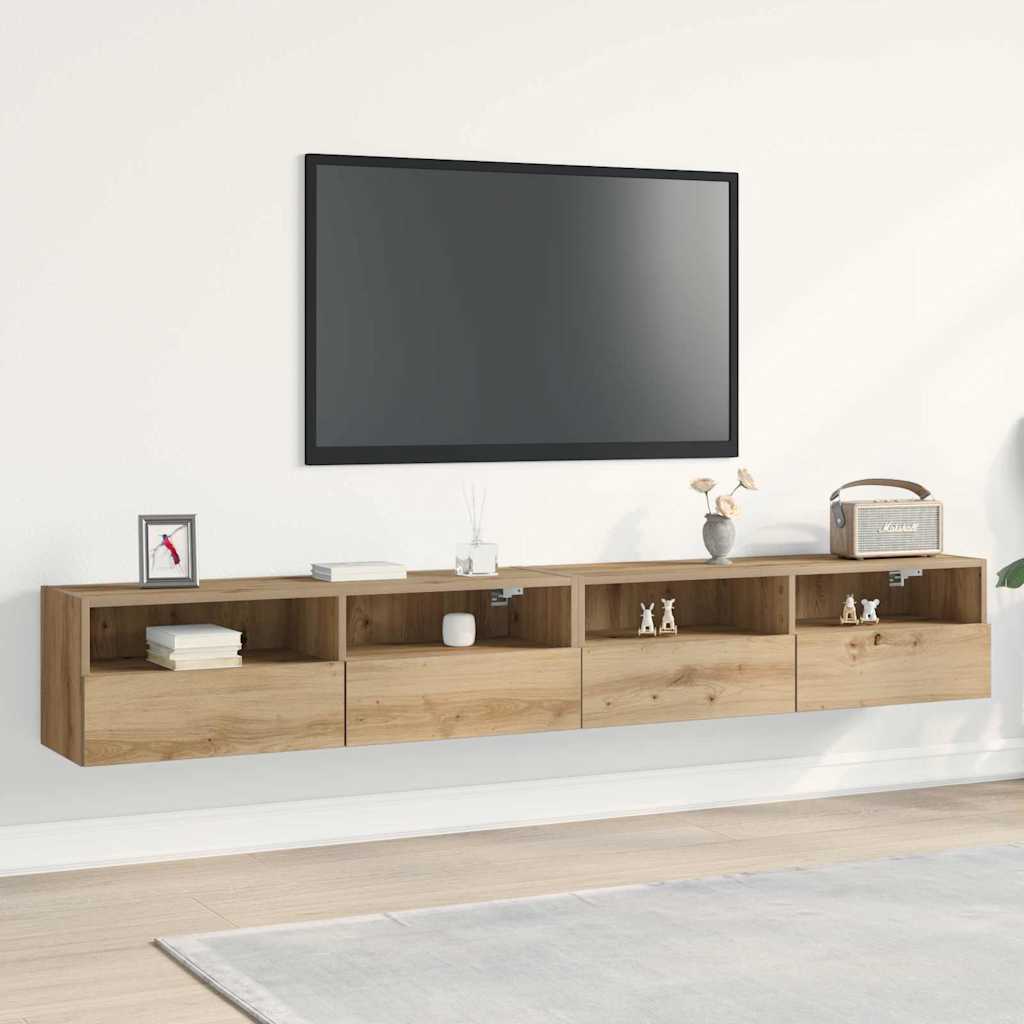 TV Wall Cabinets 100x30x30 cm Engineered Wood 2 pcs Artisan oak