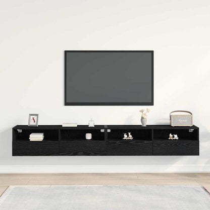 TV Wall Cabinets 100x30x30 cm Engineered Wood 2 pcs Black oak