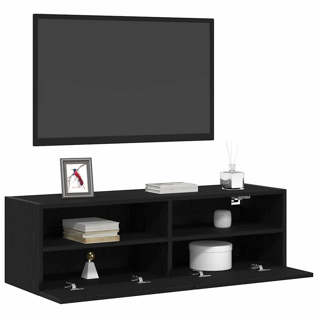 TV Wall Cabinets 100x30x30 cm Engineered Wood 2 pcs Black oak