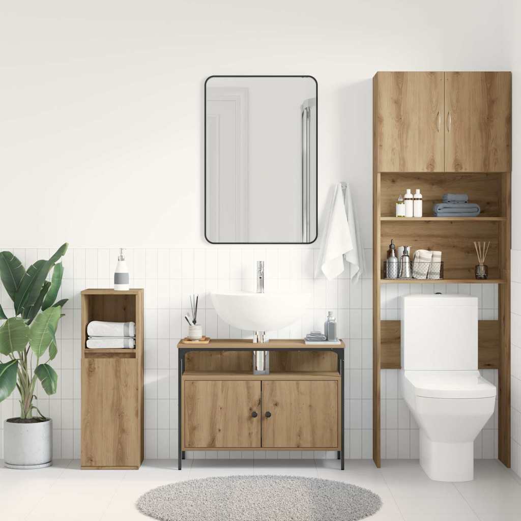 Bathroom Sink Cabinet 60x30x60 cm Engineered Wood Artisan oak 80 cm