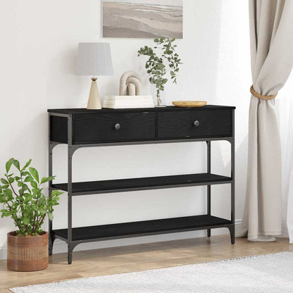Console Table 100x25x75 cm Engineered Wood Black oak 100 cm