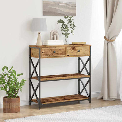 Console Table 75x28x75 cm Engineered Wood Old wood 75 cm