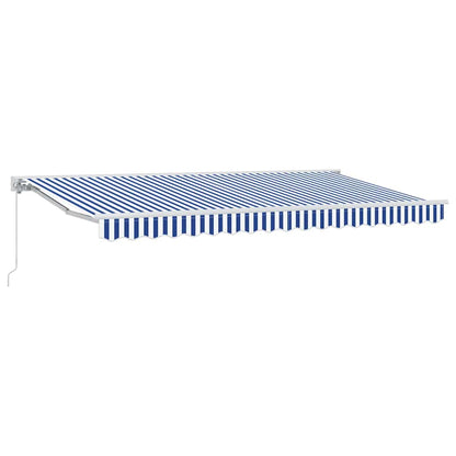 Manual Awning 3.5 x 2 m Sand 100% Polyester Blue and white (white frame)