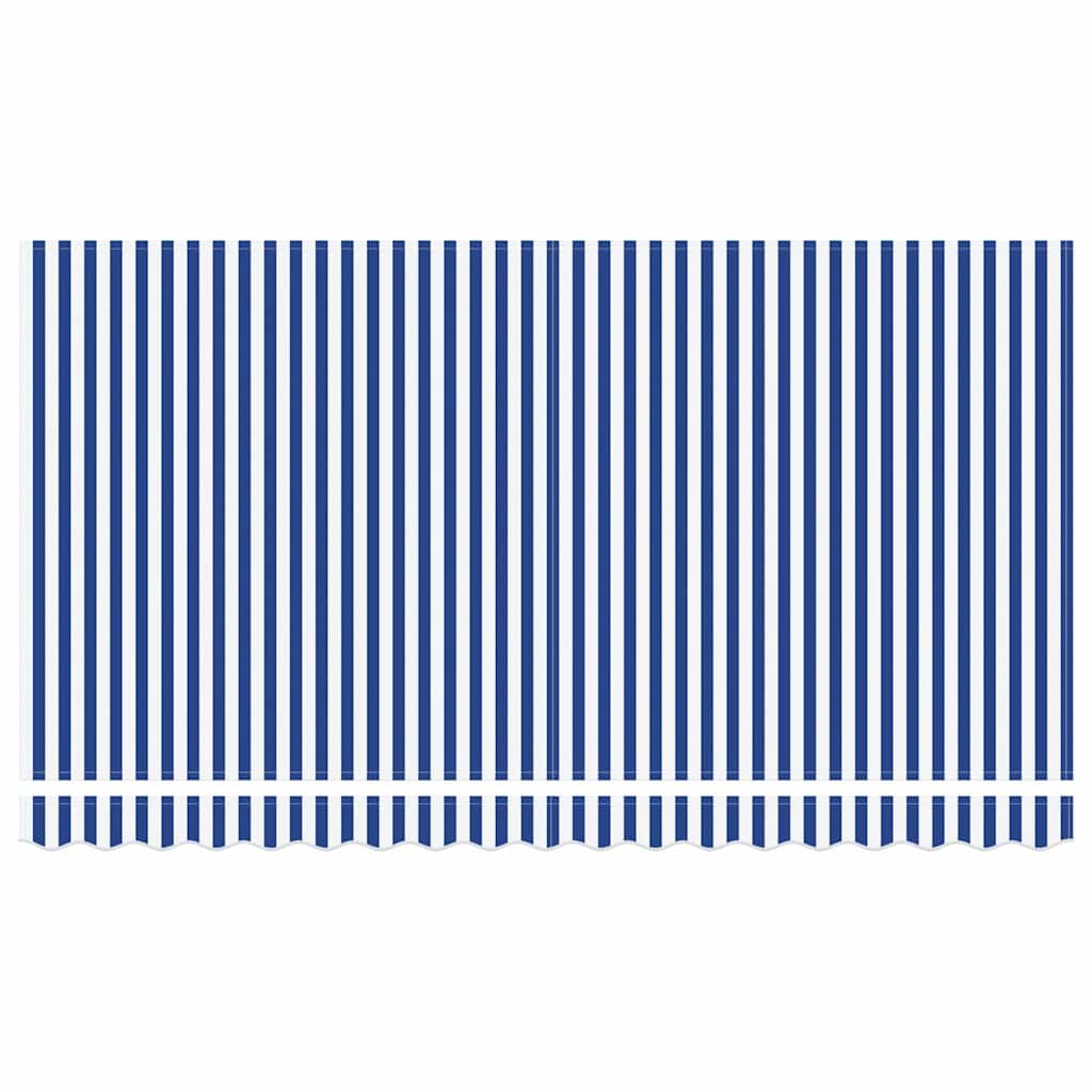 Manual Awning 3.5 x 2 m Sand 100% Polyester Blue and white (white frame)