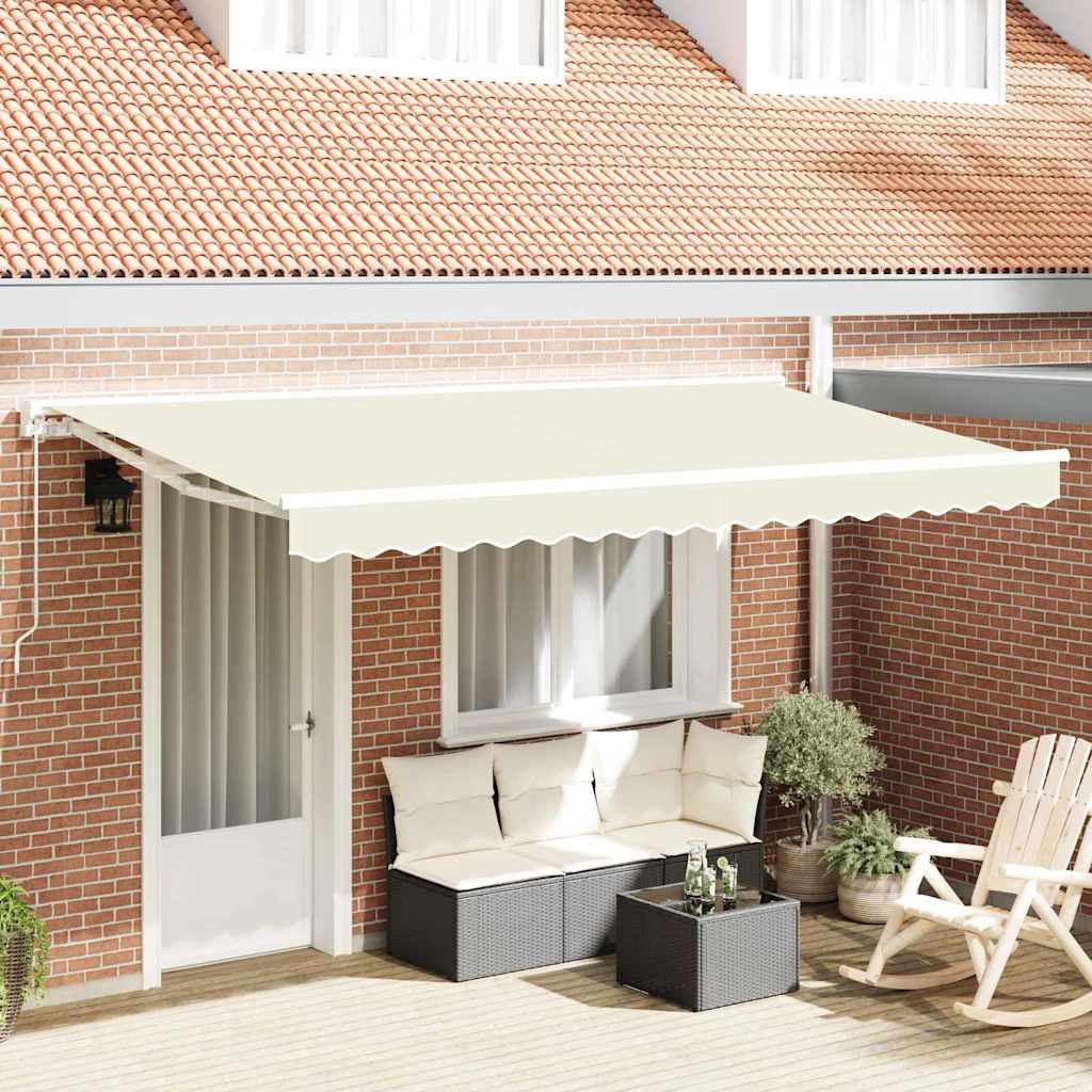 Manual Awning 3.5 x 2 m Sand 100% Polyester Cream (white frame)
