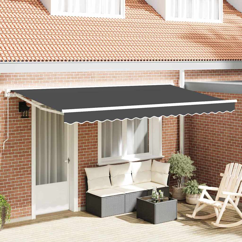 Manual Awning 3.5 x 2 m Sand 100% Polyester Anthracite (white frame)