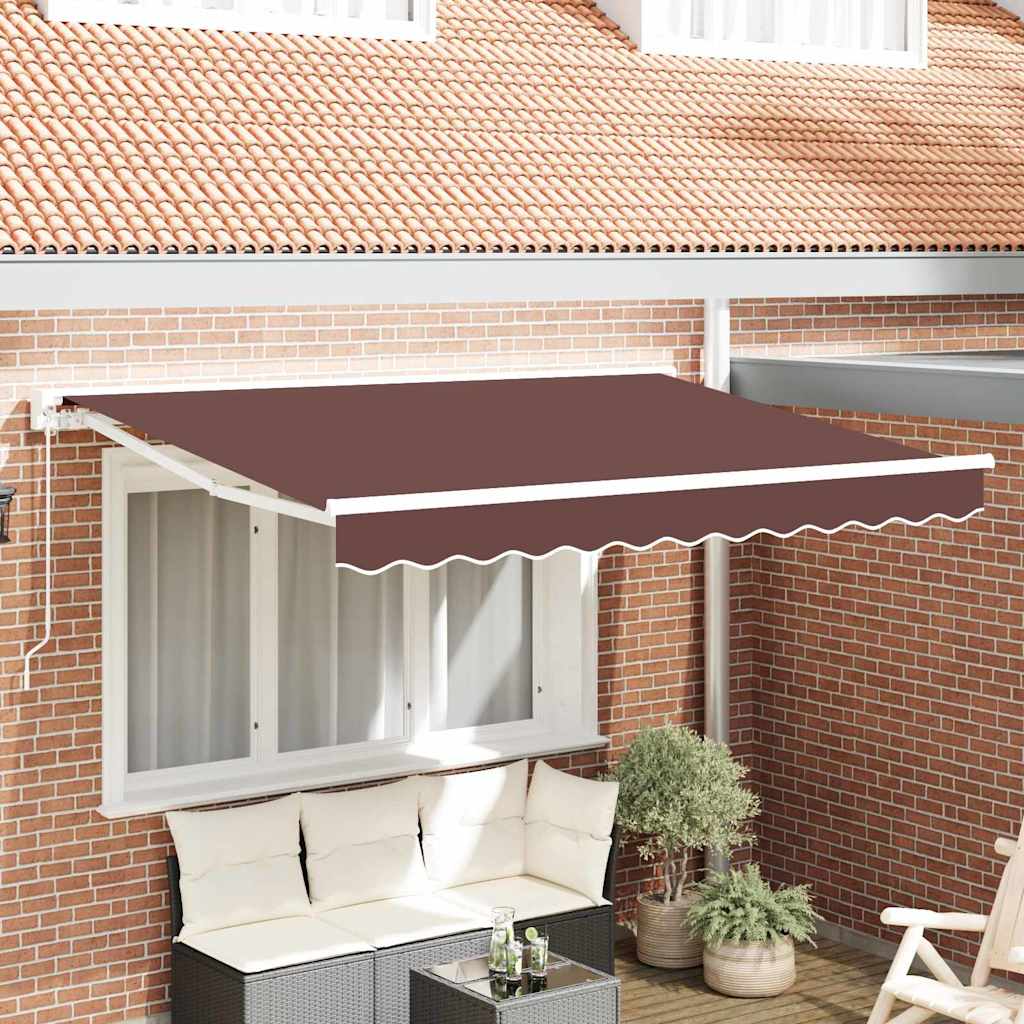 Manual Awning 3.5 x 2 m Sand 100% Polyester Brown (white frame)