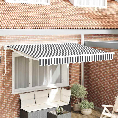 Manual Awning 3.5 x 2 m Sand 100% Polyester Anthracite and white (white frame)