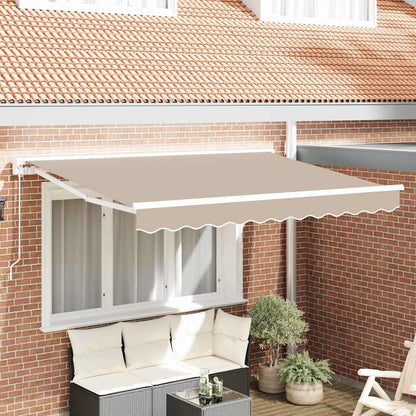 Manual Awning 3.5 x 2 m Sand 100% Polyester Beige (white frame)