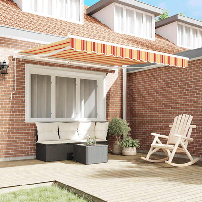 Manual Awning 3.5 x 2.5 m 100% Polyester with White Frame Drop 250 cm Width 350 cm Yellow/orange/white