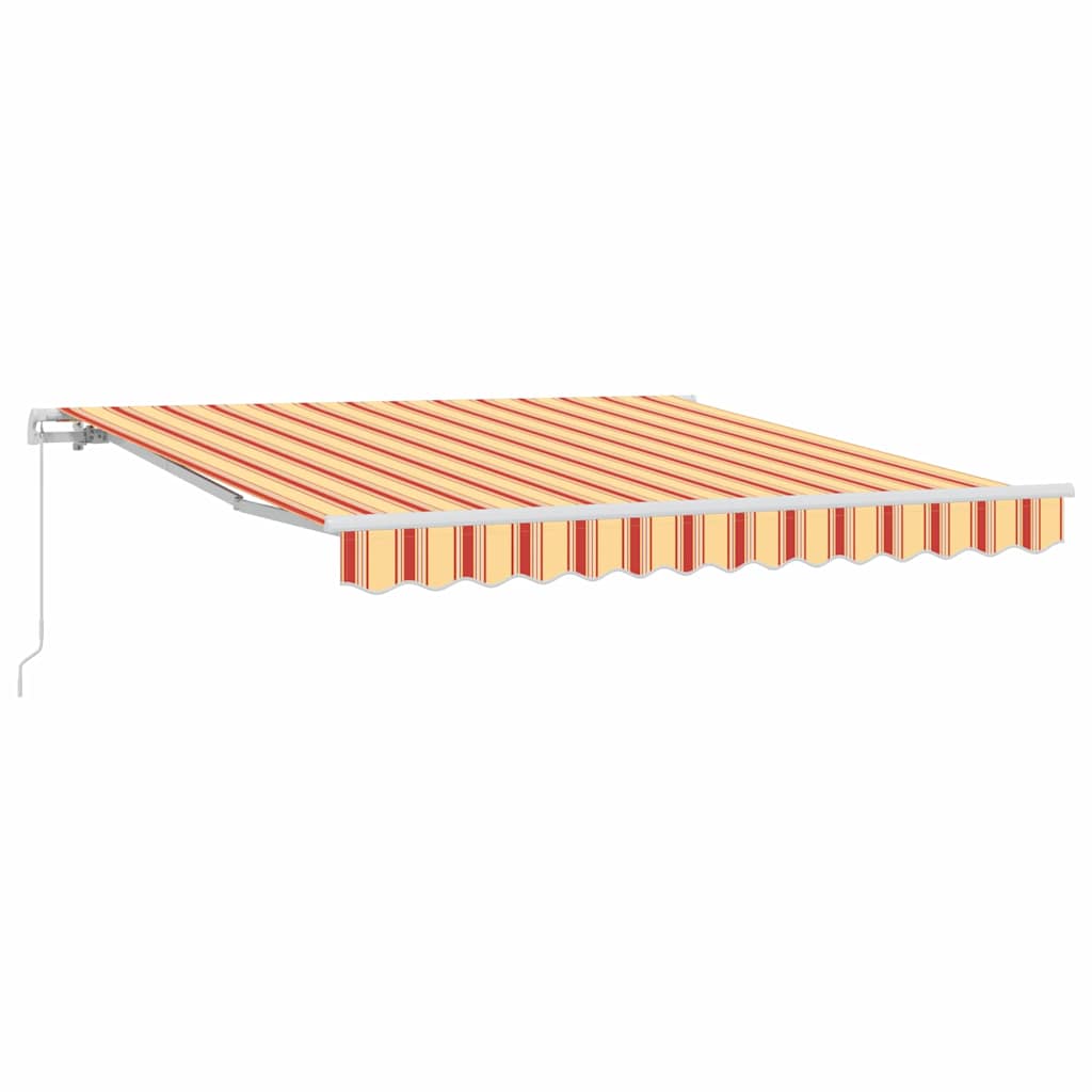 Manual Awning 3.5 x 2.5 m 100% Polyester with White Frame Drop 250 cm Width 350 cm Yellow/orange/white