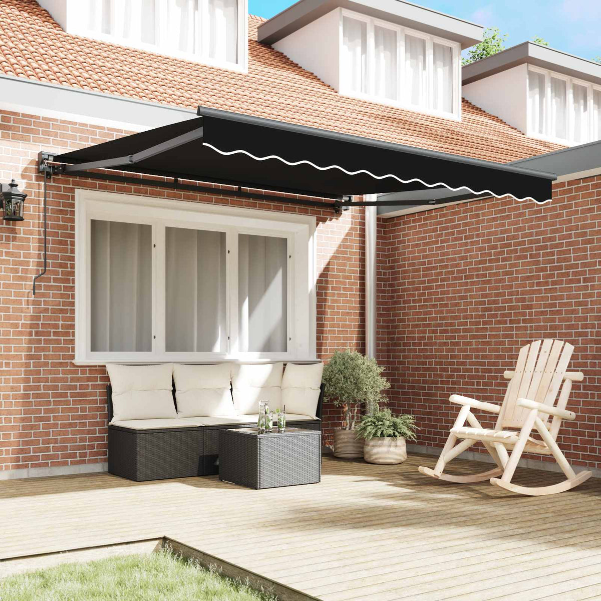 vidaXL Awning Frame Black 350 x 250 cm Polyester with PU coating 3