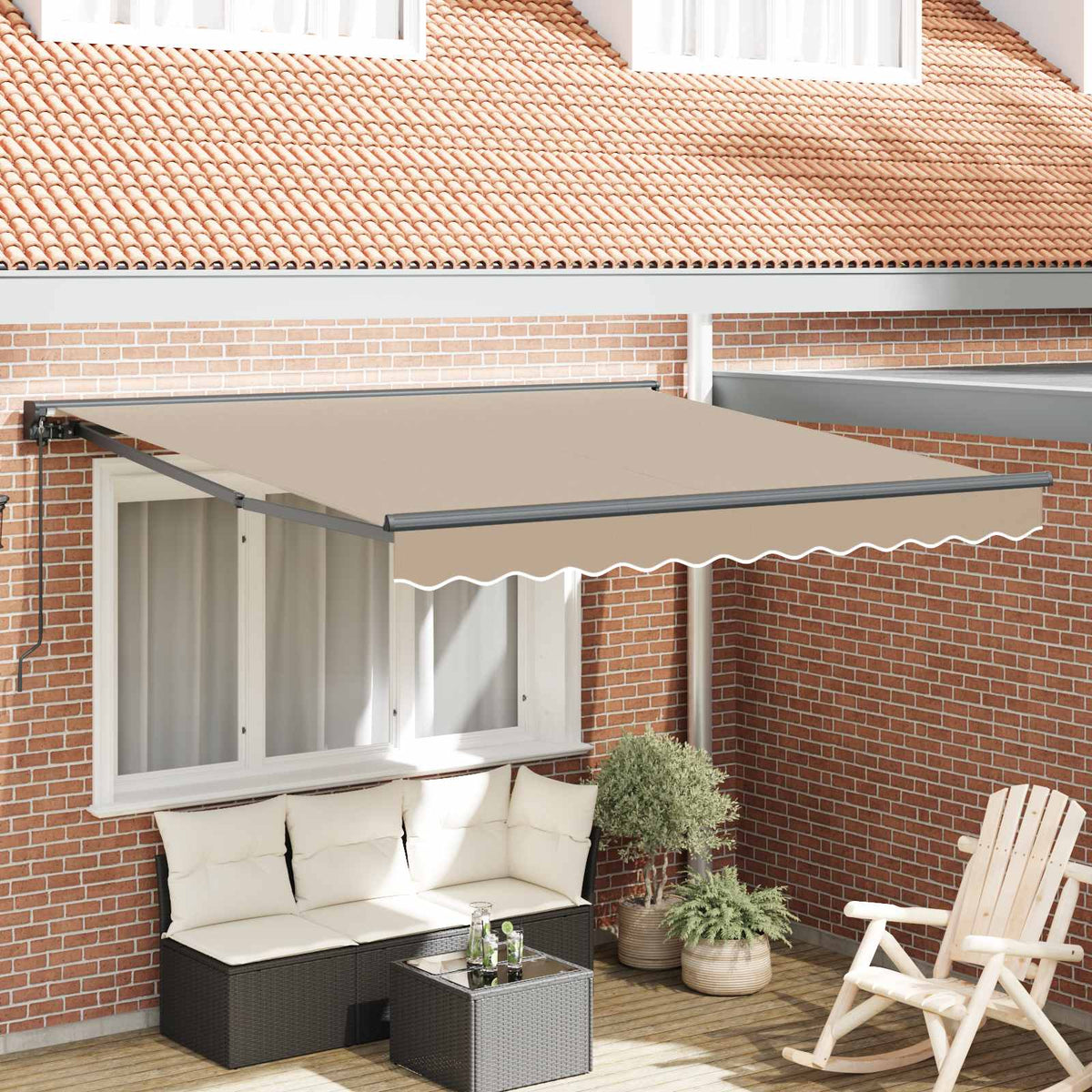 vidaXL Awning Frame Beige 350 x 250 cm Polyester with PU coating 1