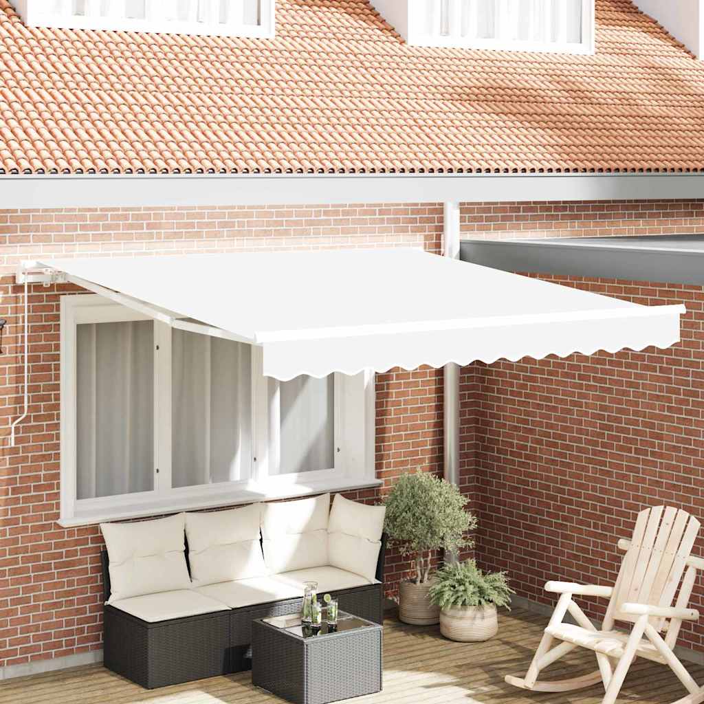 Manual Awning 3.5 x 2.5 m 100% Polyester with White Frame Drop 250 cm Width 350 cm White