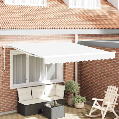 Manual Awning 3.5 x 2.5 m 100% Polyester with White Frame Drop 250 cm Width 350 cm White