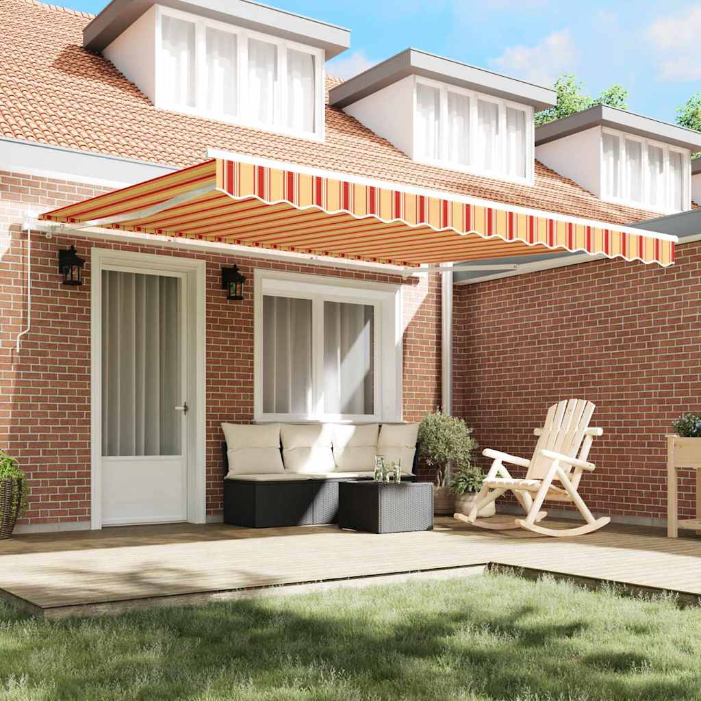 vidaXL Retractable Awning Yellow and Orange 400 x 300 cm 3