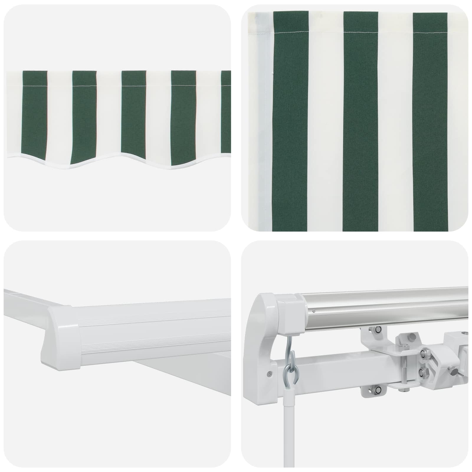 vidaXL Retractable Awning Green and White 400 x 300 cm 4