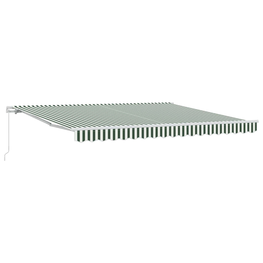 vidaXL Retractable Awning Green and White 400 x 300 cm