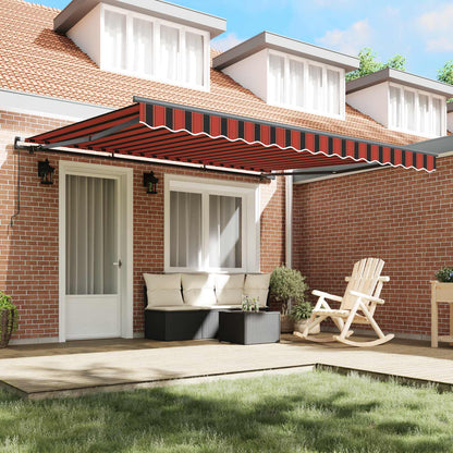Manual Awning 4 x 3.5 m 100% Polyester with Anthracite Frame Drop 350 cm Width 400 cm Orange/black/yellow