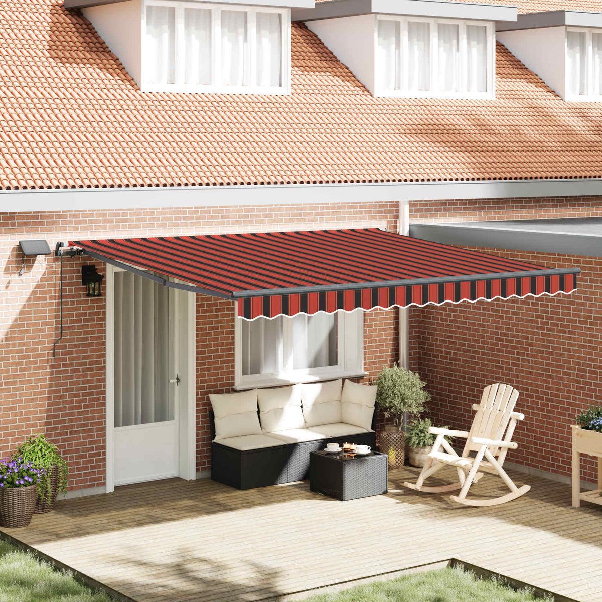 vidaXL Retractable Awning Orange and brown 400 x 350 cm 1