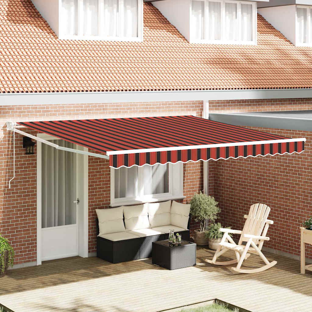 Manual Retractable Awning 400x350 cm with White Frame Yellow/orange/white