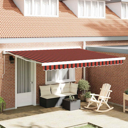 Manual Awning 4 x 3.5 m 100% Polyester with Anthracite Frame Drop 350 cm Width 400 cm Yellow/orange/white