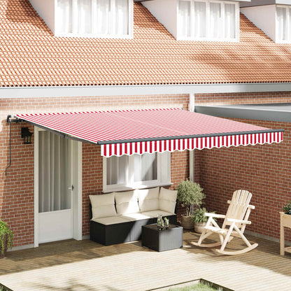 Manual Awning 4 x 3.5 m 100% Polyester with Anthracite Frame Drop 350 cm Width 400 cm Red and white