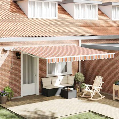 Manual Retractable Awning 400x350 cm with White Frame Orange/grey/blue/white