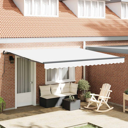 Manual Awning 4 x 3.5 m 100% Polyester with Anthracite Frame Drop 350 cm Width 400 cm White
