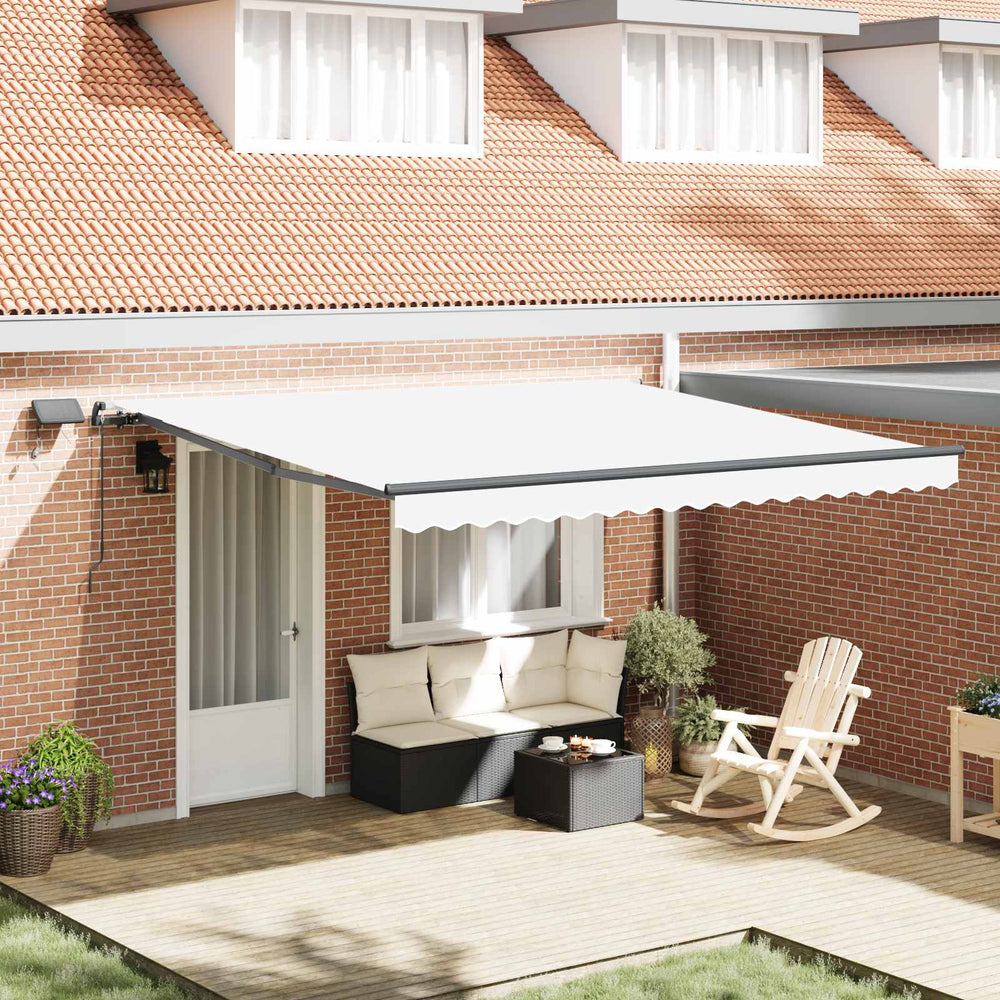 vidaXL Retractable Awning White 400 x 350 cm Fabric and Aluminium