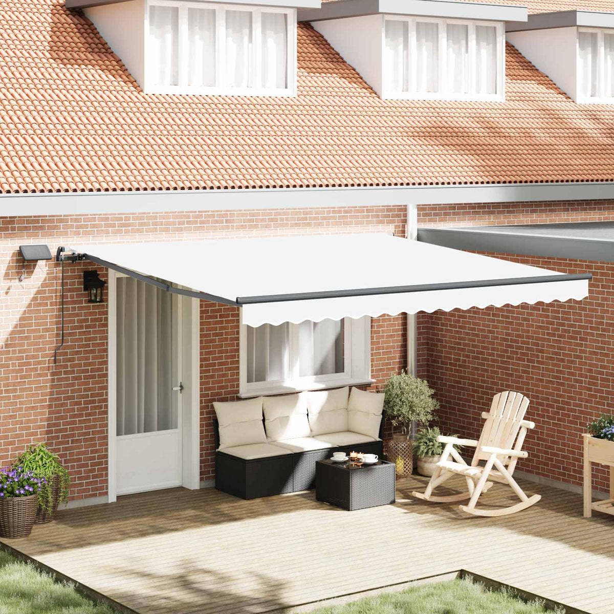 vidaXL Retractable Awning White 400 x 350 cm Fabric and Aluminium 1