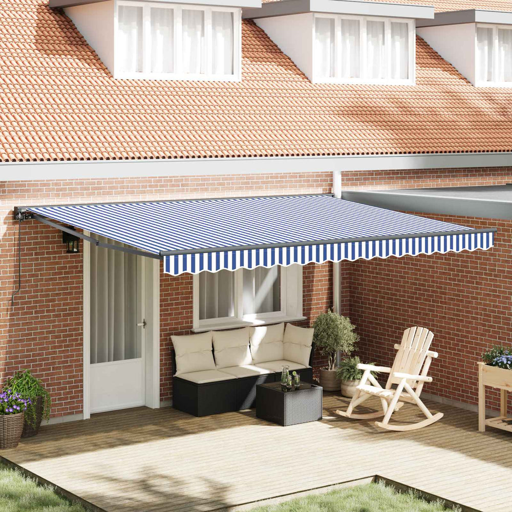 vidaXL Awning Frame Blue and White 450 x 300 cm