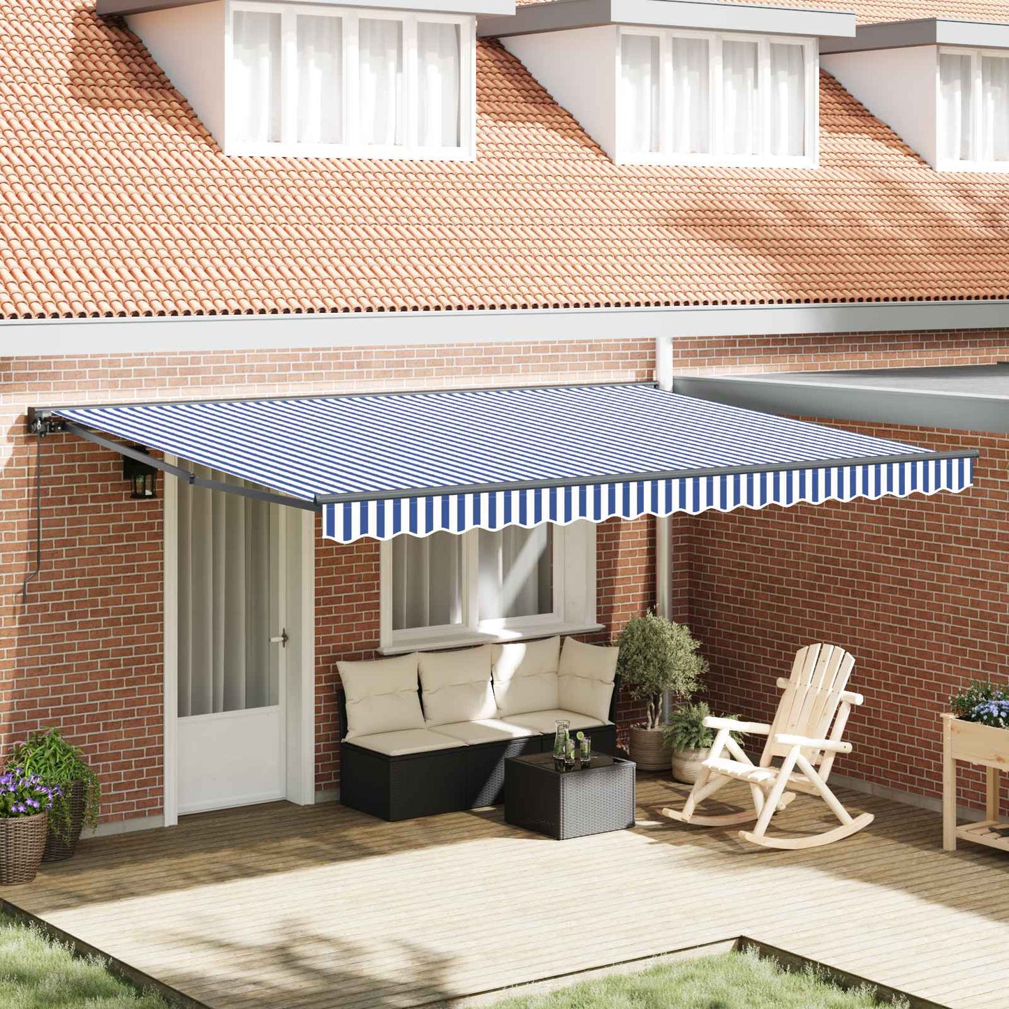 vidaXL Awning Frame Blue and White 450 x 300 cm 1