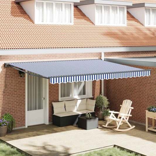 vidaXL Awning Frame Blue and White 450 x 300 cm 1