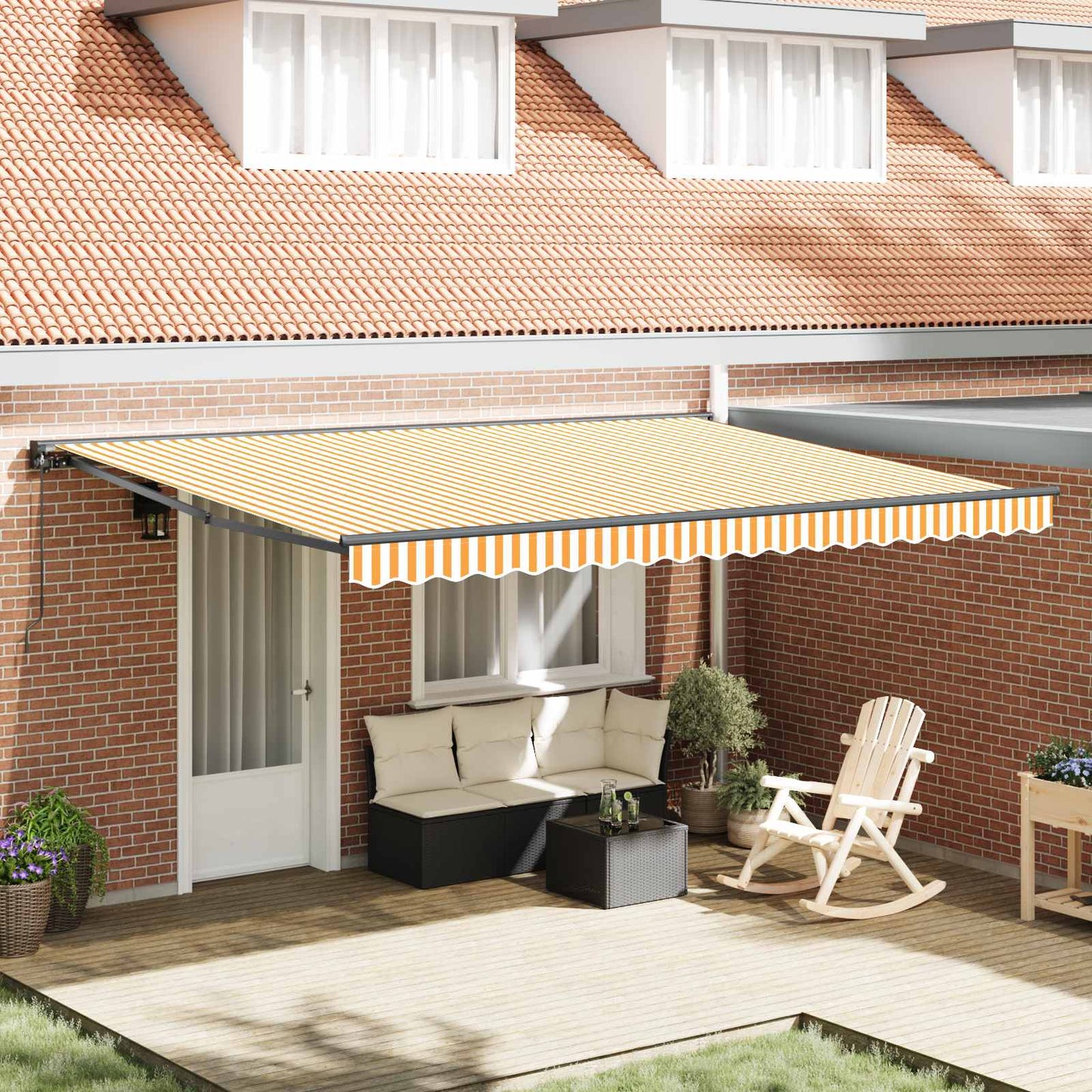 vidaXL Awning Frame Yellow and White 450 x 300 cm 1