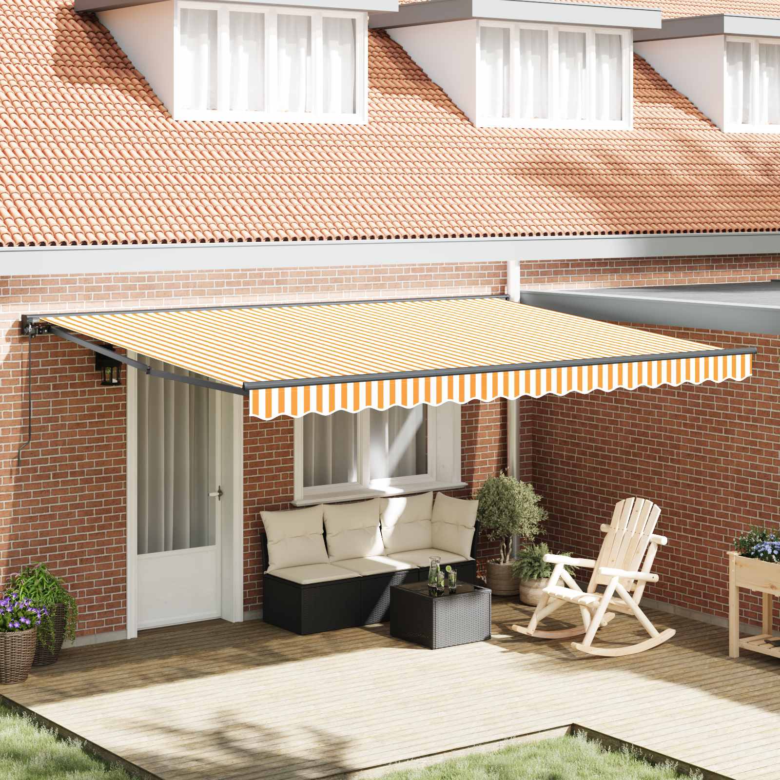 vidaXL Awning Frame Yellow and White 450 x 300 cm 1