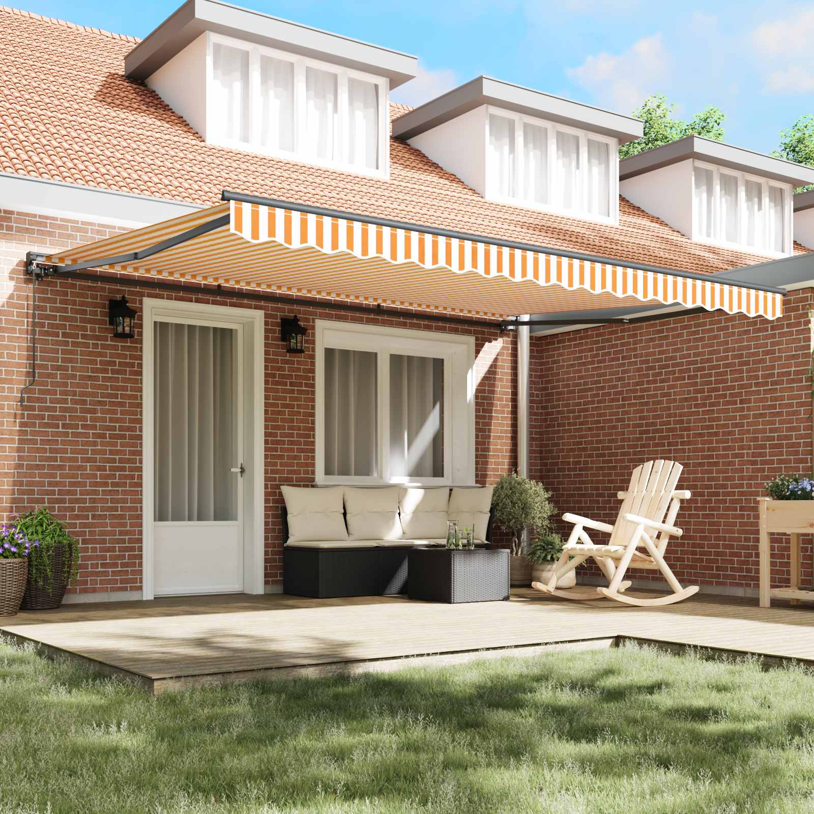 vidaXL Awning Frame Yellow and White 450 x 300 cm 3