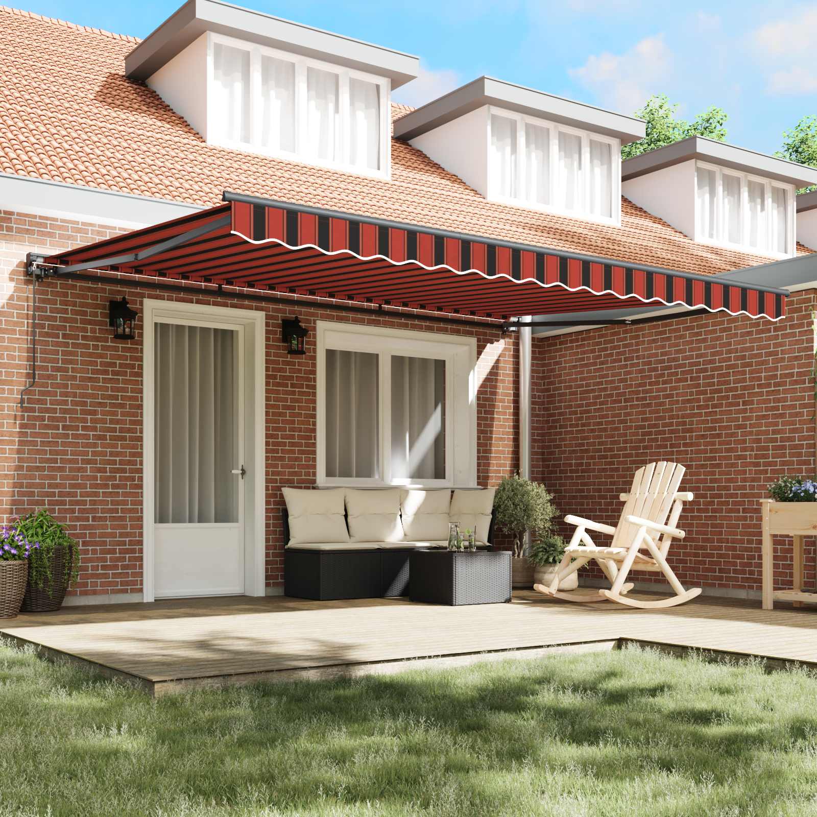 vidaXL Awning Frame Orange and Black 450 x 300 cm 3