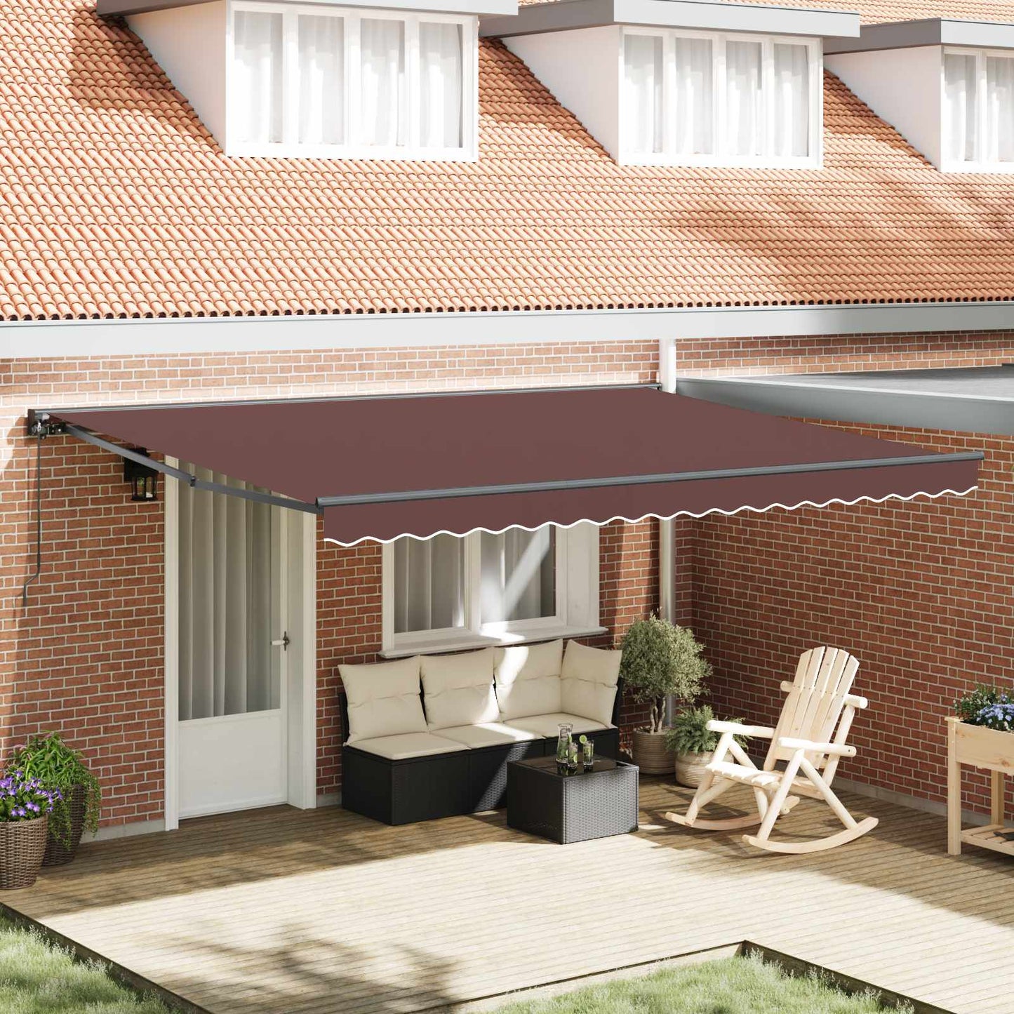 vidaXL Awning Frame Brown 450 x 300 cm Polyester with PU coating 1