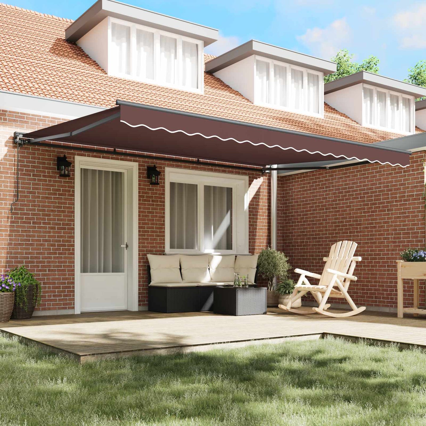 vidaXL Awning Frame Brown 450 x 300 cm Polyester with PU coating 3